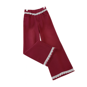 Jeans de Mezclilla de Cintura Alta y Pierna Ancha con Ribete de Encaje para Mujer – Pantalones Casuales de Estilo Coreano Vintage para Streetwear – Jeans de Moda con Dobladillo de Encaje 2025 - Product Image 4