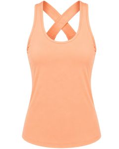 Customized <b>Peach</b> Women Cross Back Yoga Tank <b>Top</b> Breathable Sleeveless Gym Fitness Workout Activewear Sports Running Vest Shirt - Product Image 1