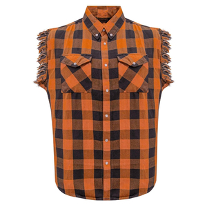 Camisa de Franela Premium Negra y Azul sin Mangas para Hombre, Estilo Biker Urbano de Verano, Algodón a Cuadros, Tallas Grandes - Product Image 5