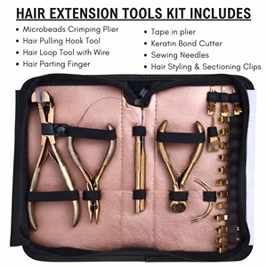 Set Avanzado para Aplicación de Extensiones de Cabello: Alicates para Micro Anillos, Aplicador de Cinta Adhesiva, Cortador de Queratina, Gancho de Extracción, Agujas y Clips - Product Image 2