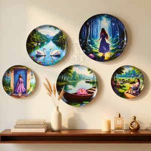 Ensemble de 5 plaques murales décoratives en métal pour la décoration de la maison, art mural suspendu coloré pour le salon, la chambre et le bureau - Product Image 4