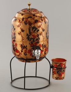 Distributeur d'eau floral en cuivre avec support et gobelet, fonctionnement manuel, réservoir de stockage d'eau froide domestique - Product Image 2