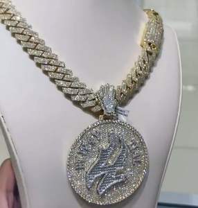 Colgante y Dijes de Disco de Moissanita VVS con Nombre Personalizado, Plata, Estilo Hip Hop, Colgante de Moissanita VVS Champion Color D, Joyería para Hombre - Product Image 3