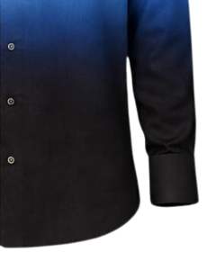 เสื้อเชิ้ตผู้ชายสีน้ำเงินอ่อนไล่เฉดสีดำ ผ้าฝ้ายพรีเมียม แขนยาว ติดกระดุม สวมใส่ได้ทั้งแบบลำลองและเป็นทางการ ผลิตตามสั่ง จำหน่ายส่ง - Product Image 6