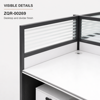 Poste de travail de bureau moderne ArchieLeap ZQR-00269 pour 6 personnes avec cloisons, écrans de séparation et armoires de rangement, 3680 mm, bureau modulaire