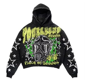 Manufacturer Y2K Streetwear Unisex Oversized Zip-Up Heavyweight <b>600gsm</b> Woven Letter Pattern Autumn Acid Wash <b>Hoodie</b> for Men - Product Image 6