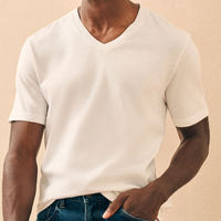 T-shirt tendance en coton et élasthanne à col en V, personnalisable avec logo, couleur unie, fournisseur du Bangladesh, best-seller