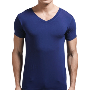 T-shirt pour homme, coupe slim sportive, manches courtes, col en V, respirant, séchage rapide, jersey en coton et élasthanne - Options de logo et de couleur personnalisées - Product Image 2
