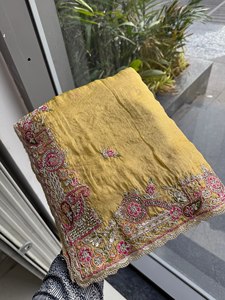 Luxury Embroidered <b>Tissue</b> Silk Saree with Designer Border, Premium <b>Wedding</b>, Party & Festive Wear Saree for Women - Product Image 4