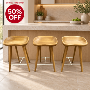 Tabouret de bar moderne en bois avec repose-pieds en métal, design mid-century pour mobilier de bar à domicile, tabouret de bar en bois massif - Product Image 4