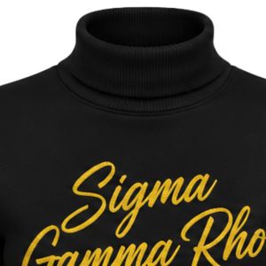 Sudadera de cuello alto negra con gráfico de la hermandad griega Sigma Gamma Rho para mujer, jersey informal de manga larga estilo universitario y urbano - Product Image 6
