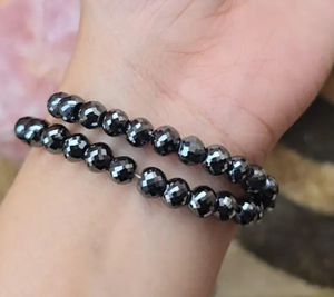 Cuentas de Diamante Moissanita Negra de 6 mm, Cuentas Facetadas Hechas a Mano - Product Image 2