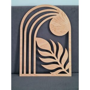 Modern Eco-friendly Laser Cut Wood <b>Wall</b> Art Minimalist Arched Botanical <b>Leaf</b> Birthday <b>Decor</b> for Home Office Style <b>Wall</b> Hanging - Product Image 1