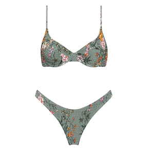 Women's Two Piece Bikini Set Plaid 100% Polyester Sexy Beachwear Padded Push OEM Custom Logo Front Print Breathable Quick Dry - Product Image 1
