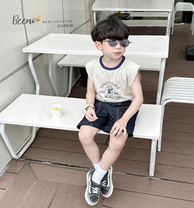 Conjunto de Ropa Casual de Verano para Niños, Moderno, de Algodón Cómodo, Camiseta sin Mangas y Pantalones Cortos para Niños Pequeños - Product Image 2
