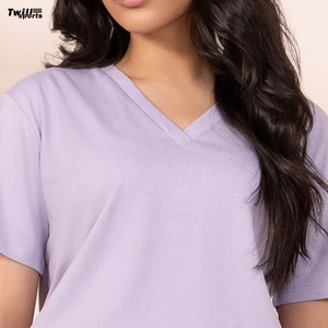 T-shirts respirants en toile de coton lavée unie pour femmes grandes tailles, manches courtes, style sportif, écologiques, séchage rapide, ensemble 2 pièces - Product Image 6