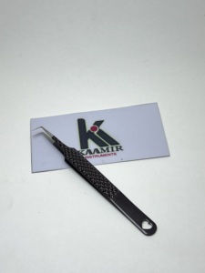 Wholesale Brown 90 Degree Slim Boot Stainless Steel Anti-Magnetic Eyelash Tweezers Custom Logo Private Label Non Slip <b>Grip</b> - Product Image 4