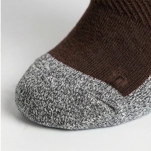Brown Crew <b>Socks</b> With Gray <b>Toe</b> And Heel Knitted Polyester Spandex Hiking Breathable Solid Pattern Adult Autumn Wear - Product Image 6