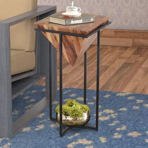 Table d'appoint tendance en fer avec plateau en bois, choix idéal pour les améliorations intérieures, avec structure robuste et surface lisse - Product Image 5