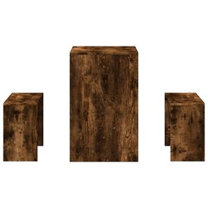 Tavolo da pranzo e panca in legno di rovere affumicato in 3 pezzi per la casa moderna - Product Image 5