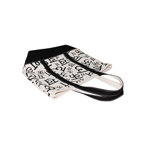 Wholesale Heavy Duty Overall Screen Print Black Fabric Trimmed Handle and Bottom 20 Oz Natural Cotton <b>Canvas</b> <b>Tote</b> <b>Bag</b> - Product Image 5