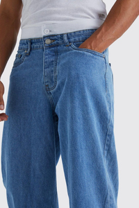 High Street Premium Quality Vintage Winter Blue Denim <b>Jeans</b> Rigid Baggy Wide Leg Washed Technics Mid Waist Plus Size Knitted - Product Image 6