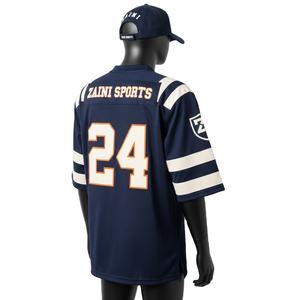 Camiseta 100% algodón para hombre, corte holgado, estampada, con paneles de malla de poliéster transpirable para fútbol, logotipo de tackle twill cosido. - Product Image 5