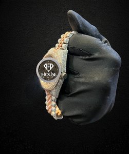 Montre en acier inoxydable sertie de diamants VVS Moissanite, montre-bracelet de luxe à chiffres romains, bijoux hip-hop pour hommes - Product Image 4