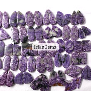 Lot en gros de charoïte naturelle, quartz, coupe ovale, cabochon, paires, pierres précieuses en vrac, cristal poli, pendentif, collier, fabrication de bijoux - Product Image 2