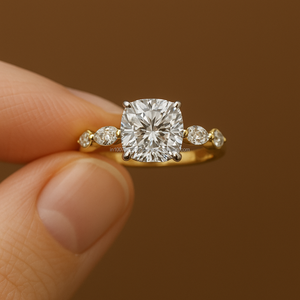 Bague Moissanite VVS taille coussin 8.00x8.00 14K or fiançailles alliance fête IGI certifié femmes en gros - Product Image 1