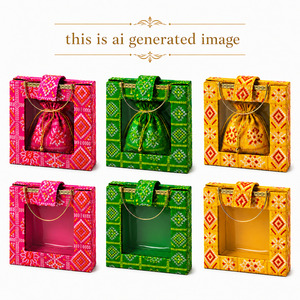 Bolsa de regalo de diseño con combo Potli y bolsa individual para regalo de boda, regalo nupcial Shagun, set de embalaje de regalo festivo - Product Image 1