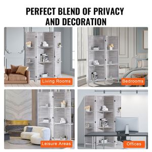 4-Panel 66.9-Inch Tall Portable Wood Room Divider Indoor Louvered Partition Art Folding Privacy <b>Screen</b> for Decorative Privacy - Product Image 6