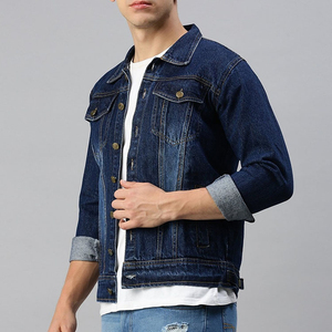 100% Cotton Men's <b>Denim</b> Jacket Streetwear Jean <b>Coat</b> with Custom Print & Embroidery Logo Oversized <b>Denim</b> Men's Jackets - Product Image 4