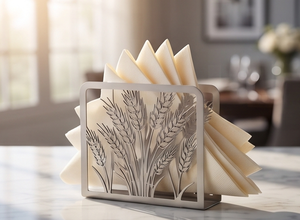 Porte-serviettes en argent massif, support en métal texturé moulé, accessoire de décoration pour cuisine et salle à manger, article en stock - Product Image 5