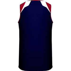 Men's V-Neck Sleeveless Basketball Jersey Dark Blue Red White Sublimated Print Moisture Wicking Polyester Regular Fit All Season - Product Image 4