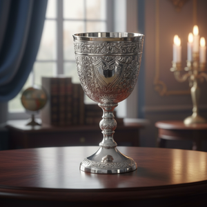 Decorative Silver Goblet Glass | Royal Engraved <b>Cup</b> <b>for</b> Home Decor Use Bar Accessories Festive Gift Premium Finish Design - Product Image 5