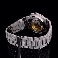 Reloj de Pulsera de Lujo para Hombre con Cuarzo, Diamantes, Correa de Acero Inoxidable, Esfera Cuadrada, Bisel Brillante, LUXESHINE, Aleación Moderna