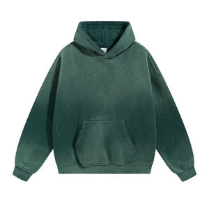 Sweat à capuche oversize en molleton de coton épais délavé effet vieilli pour homme – Style streetwear décontracté - Product Image 3