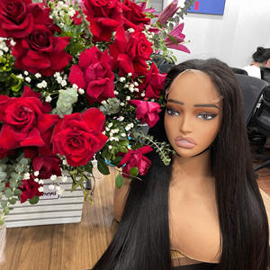 Meilleures ventes! Perruque en cheveux humains avec closure en dentelle au milieu, cheveux naturels raides, pour femmes, style doux, fournisseur de cheveux bruts - Product Image 1