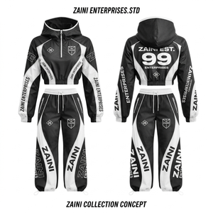 Chaqueta Cortavientos Premium ZAINI para Hombre, 120 GSM, Microfibra de Poliéster, Diseño con Paneles Marrón y Blanco, con Capucha, Informal, para Invierno, con Transferencia Térmica - Product Image 1