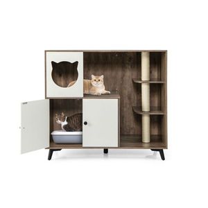 Cat Apartment with Litter Box and Scratching Post Furniture Locker for Feline Comfort - Product Image 1