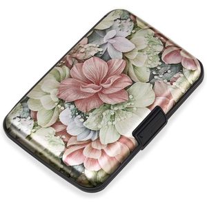 <b>RFID</b> Blocking Aluminum Alloy Card Holder Small Metal <b>Wallet</b> for Women and Men with Happy Flower Design - Product Image 1