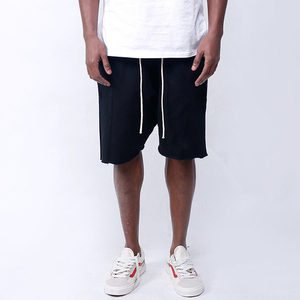 Men’s Oversized Drop Crotch Shorts Casual Loose Fit Cotton Raw Hem <b>Knee</b> Length Harem Shorts - Product Image 3