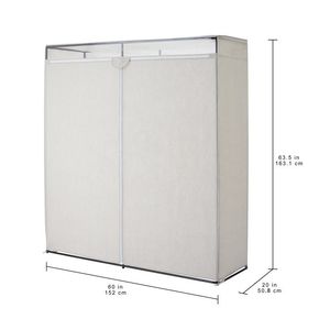 Organisateur de garde-robe portable - Très large 60 pouces, rangement de placard fermé à fermeture éclair, avec tringle en acier gris - Product Image 2