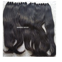 NANDEE Extensions de cheveux humains indiens 100% vierges, cuticules alignées, 16 pouces, ondulation lâche, qualité Remy, double trame cousue à la machine, couleur naturelle