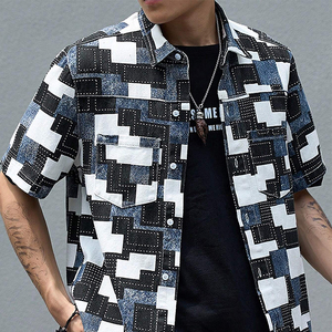 Camisa de mezclilla desgastada para hombre, estilo casual, estilo urbano, manga larga, con botones, corte relajado, suave, lavada, para uso diario. - Product Image 4