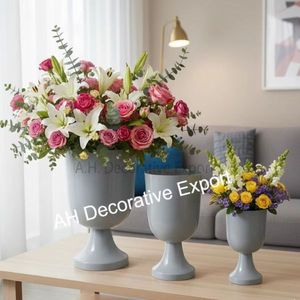 Vases à fleurs ovales en métal modernes personnalisés, lourds, décoratifs, grands, vente en gros, décoration pour la maison et les hôtels - Product Image 2