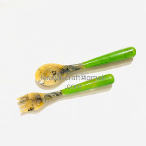 Ensemble de serveurs à salade fantaisie en résine et en corne écologiques, compatibles lave-vaisselle, outils à salade pour la maison et la cuisine - Product Image 1