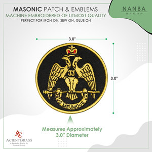 Masonic Mason Freemasonry Embroidered Patch Scottish Rite 33 Wings Down Eagle <b>Badge</b> Patch Master Lodge - Product Image 3
