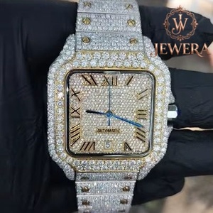 Reloj de Diamantes Moissanite Estilo Hip Hop Personalizado OEM con Brazalete de Acero Inoxidable para el Mercado Mayorista Internacional Disponible para la Venta - Product Image 1
